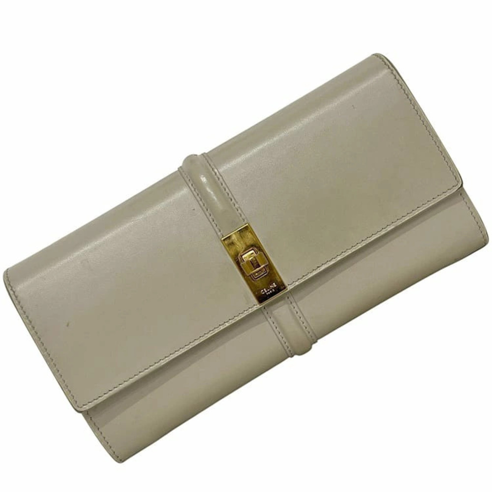 Celine Bifold Long Wallet Seize Leather Gray